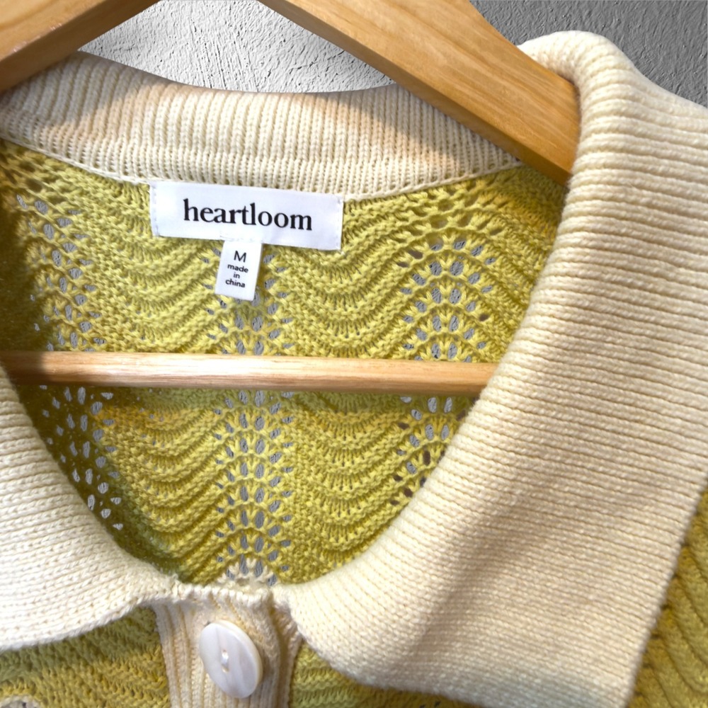Heartloom Crochet Knit Polo Dress M Colorblock Zig Zag Stripe Cotton Retro Mod - Picture 5 of 14